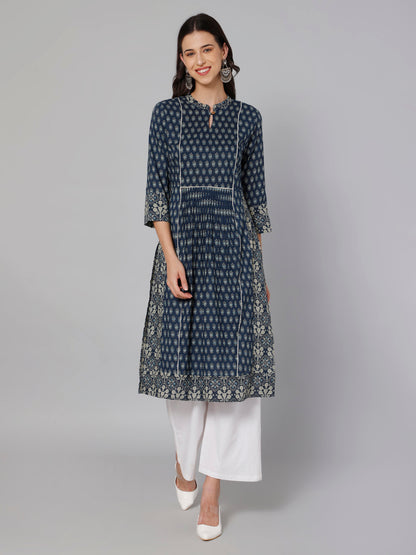 Cantabil Women Blue Print Kurti (7033529106571)