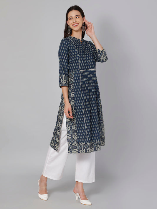 Cantabil Women Blue Print Kurti (7033529106571)