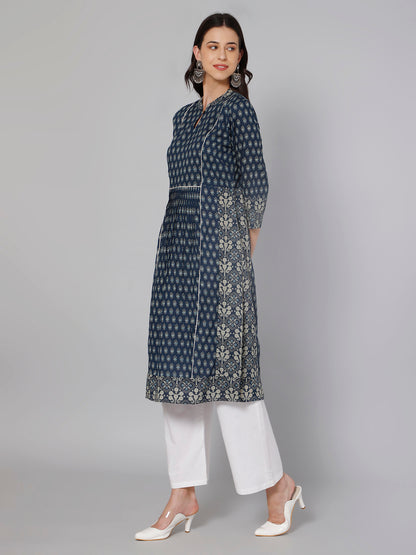 Cantabil Women Blue Print Kurti (7033529106571)