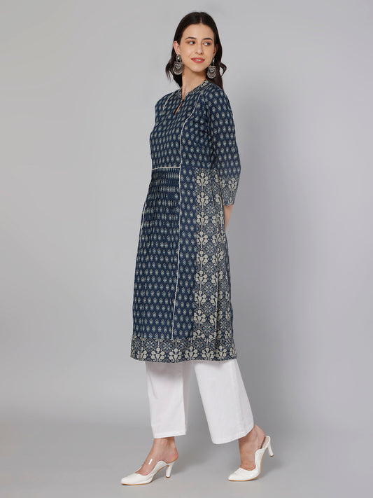 Cantabil Women Blue Print Kurti (7033529106571)