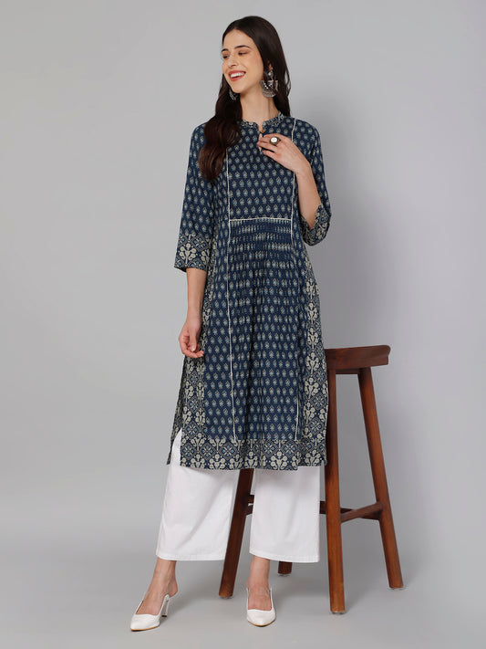 Cantabil Women Blue Print Kurti (7033529106571)