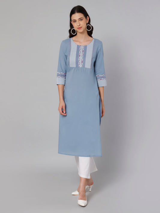 Cantabil Women Blue Print Kurti (7033530679435)