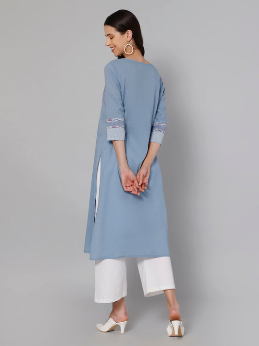 Cantabil Women Blue Print Kurti (7033530679435)
