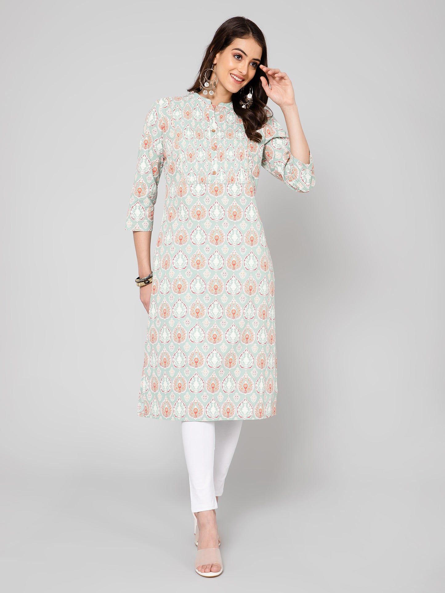 Cantabil Women Mint Green Kurti (7055926395019)