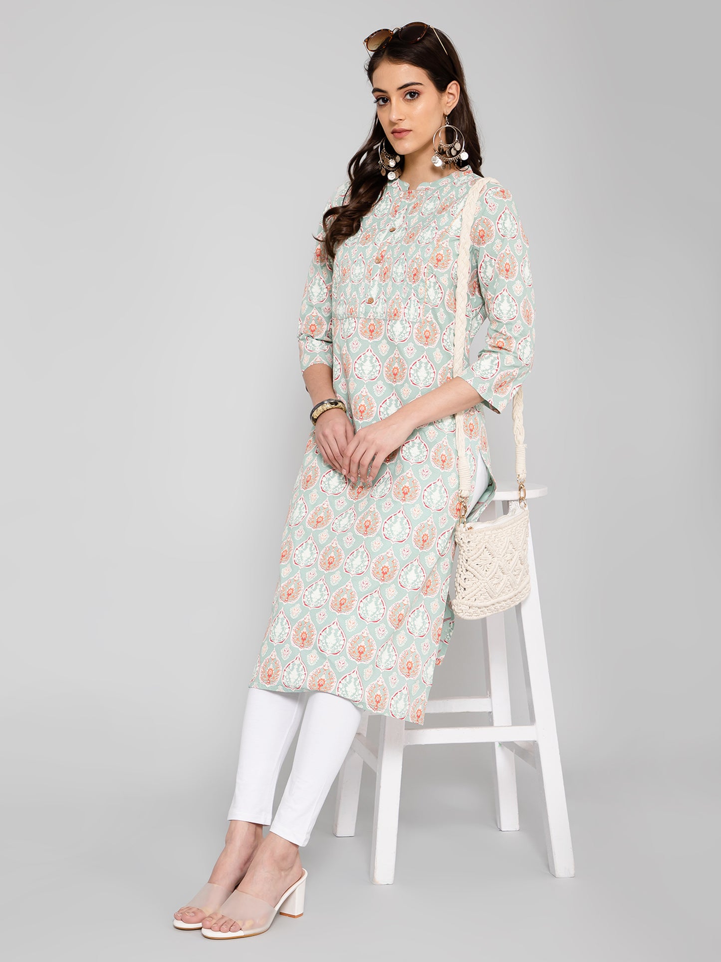 Cantabil Women Mint Green Kurti (7055926395019)