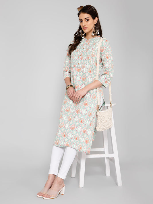 Cantabil Women Mint Green Kurti (7055926395019)