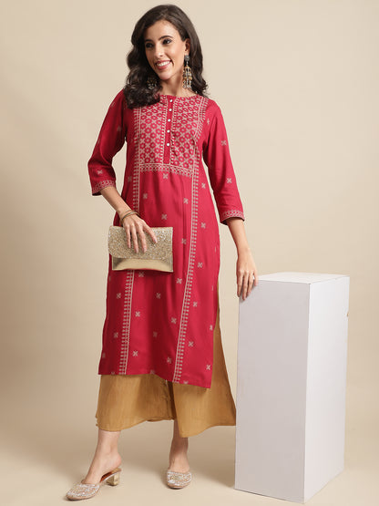 Cantabil Womens Red Kurti (7066373554315)