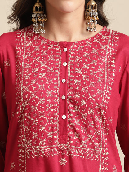 Cantabil Womens Red Kurti (7066373554315)