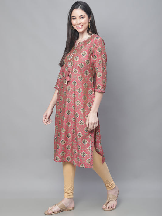 Cantabil Women Pink Mix Kurti (7114293313675)