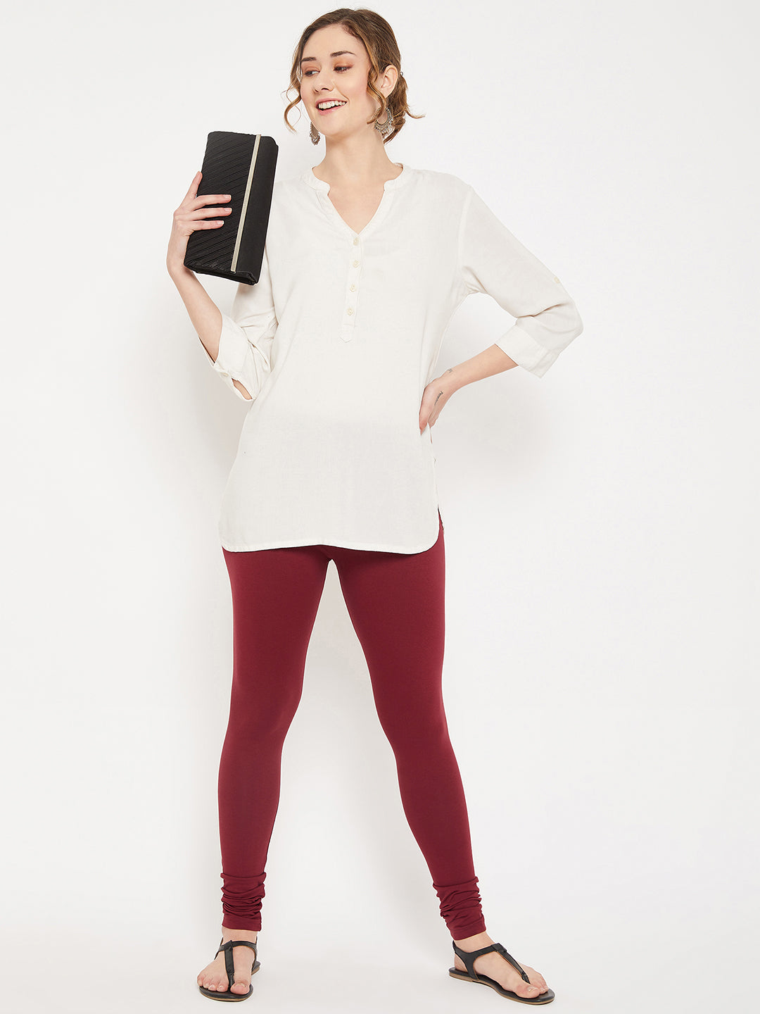 Cantabil Women Maroon Leggings (7085843087499)