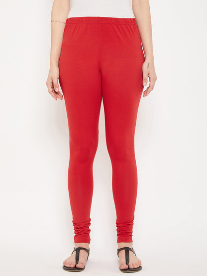 Cantabil Women Red Leggings (7085845512331)