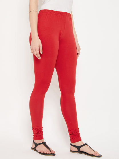 Cantabil Women Red Leggings (7085845512331)