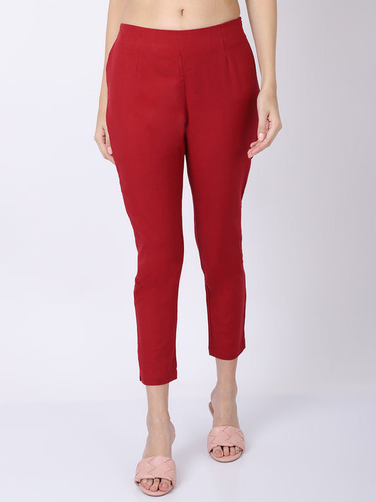 Cantabil Women's Ethnic Maroon Pant (6869720105099)