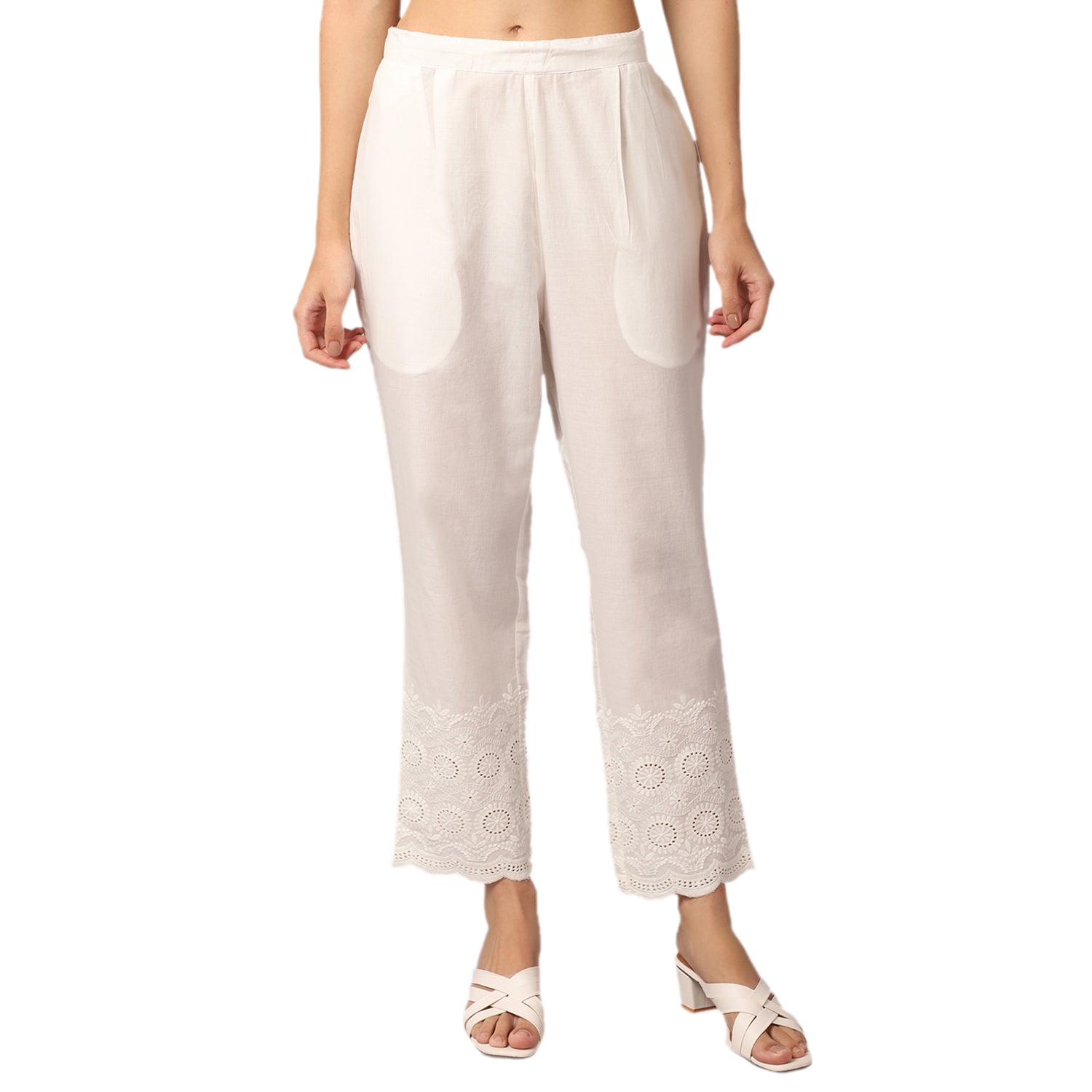 Cantabil Women Off White Pant (7033590186123)