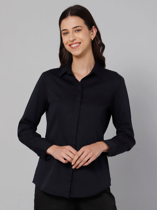 Cantabil Women Navy Shirt (7033972195467)