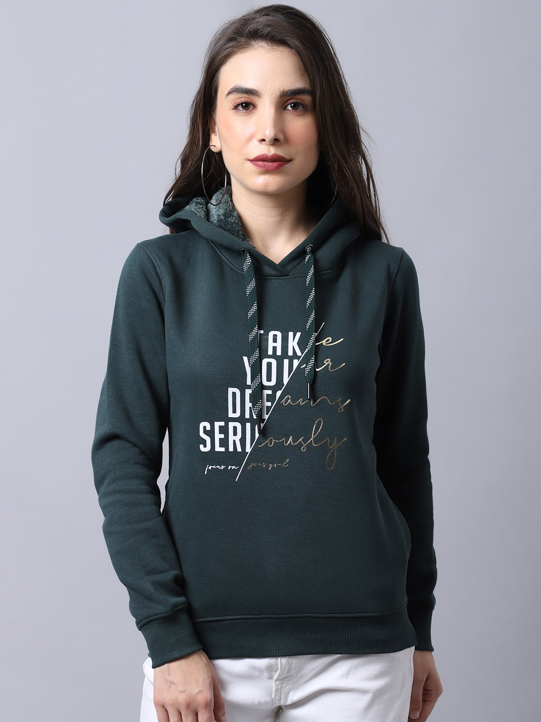 Cantabil Bottle Green Sweatshirt for Women's (6997079064715)