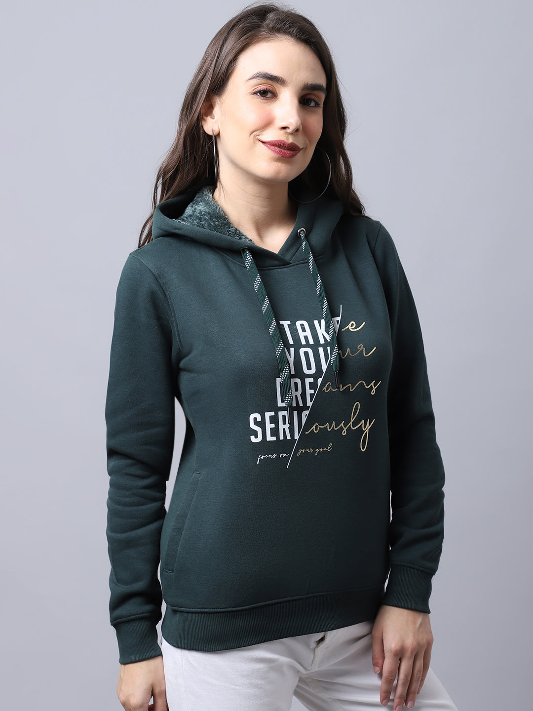 Cantabil Bottle Green Sweatshirt for Women's (6997079064715)