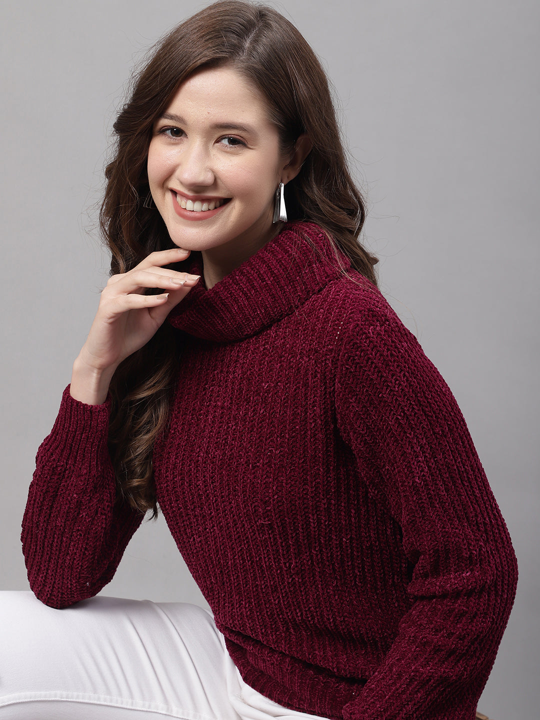 Cantabil Women Maroon Sweater (7083351474315)