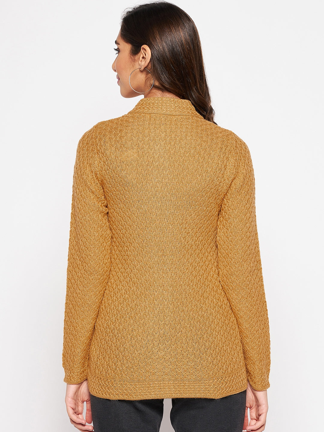 Women's Casual Mustard Round neck Cardigan Sweater – Cantabil