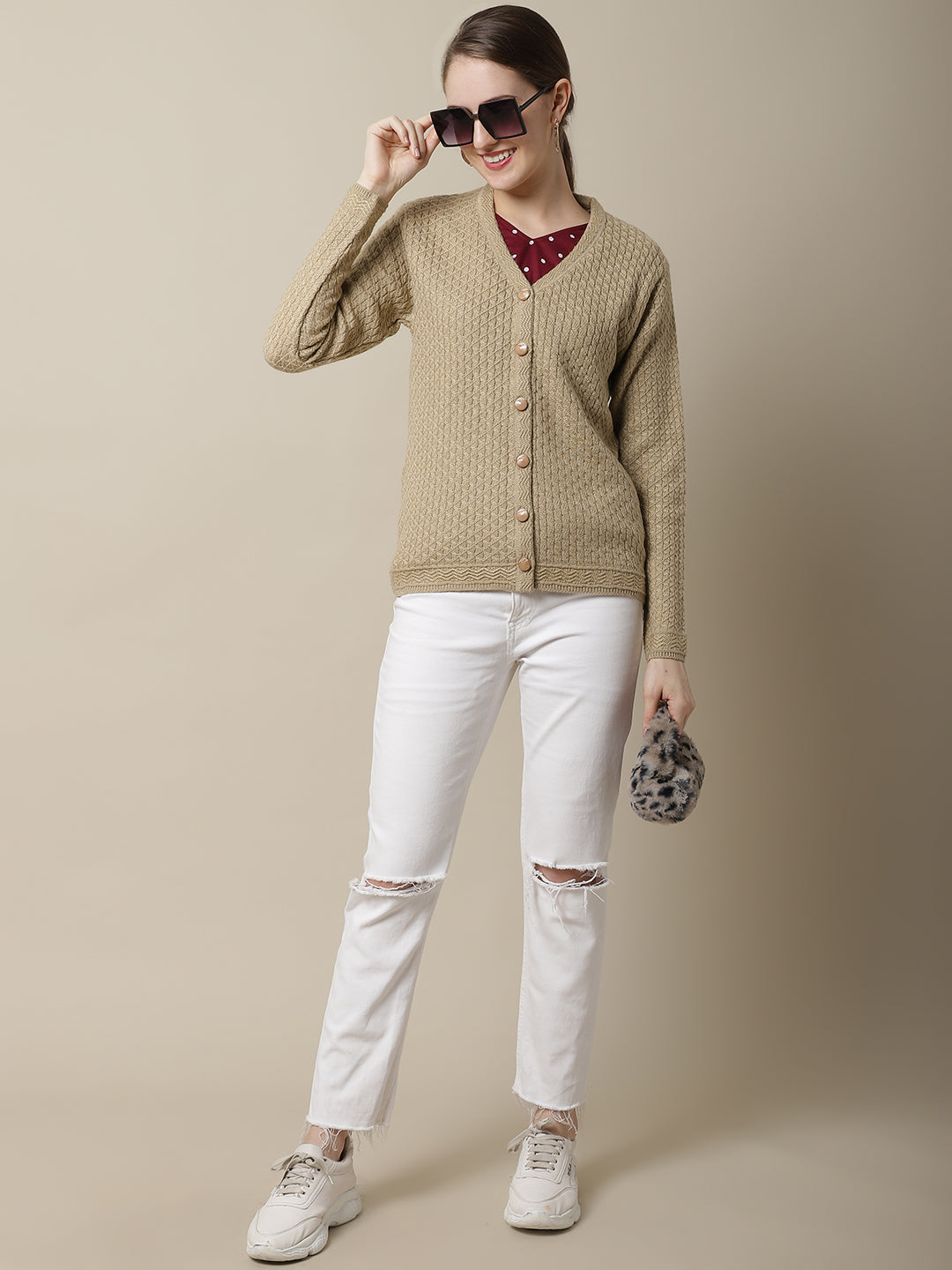 Cantabil Womens Beige Sweater (6994859950219)