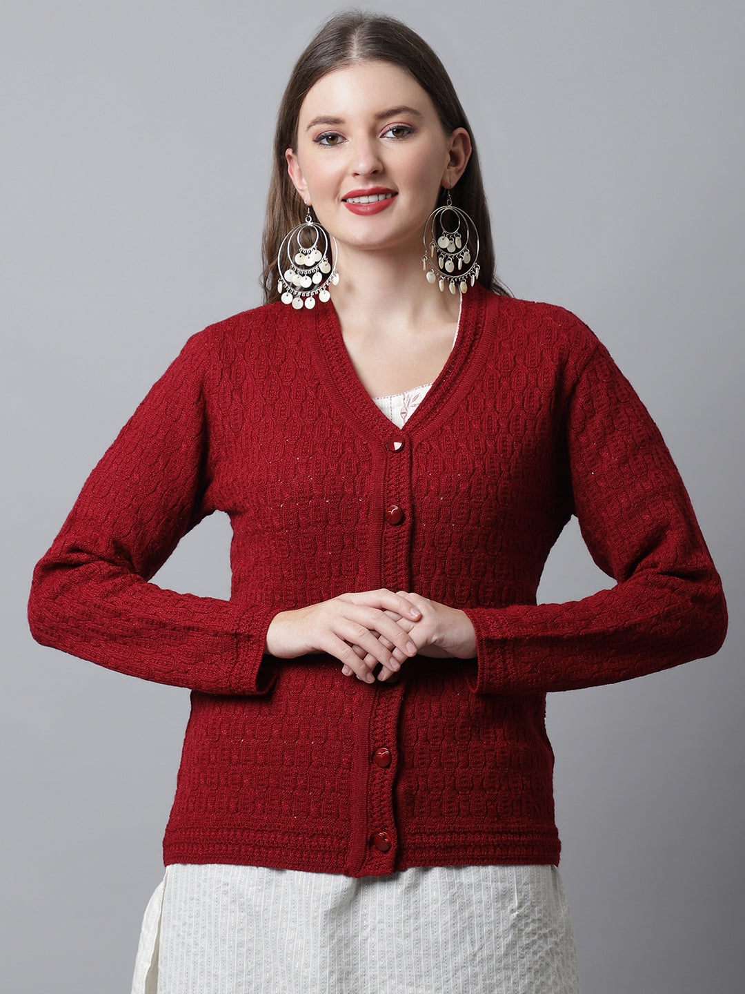 Cantabil Womens Maroon Sweater (6994869944459)