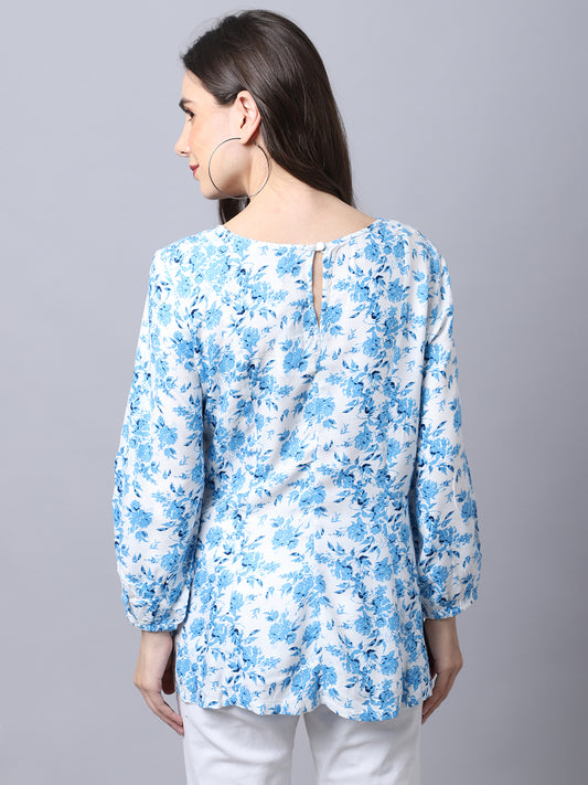 Cantabil Women's Blue Print Top (6997134213259)