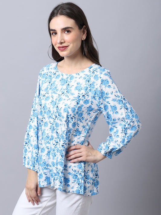 Cantabil Women's Blue Print Top (6997134213259)