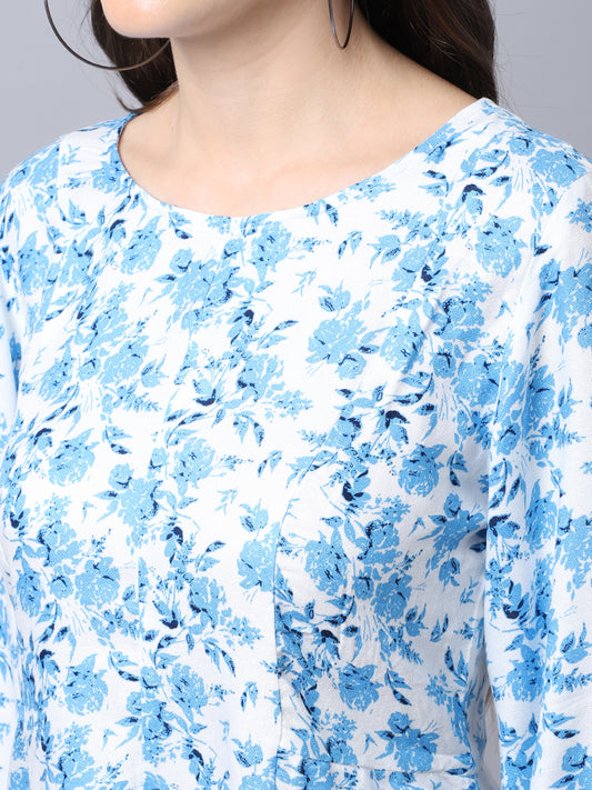 Cantabil Women's Blue Print Top (6997134213259)