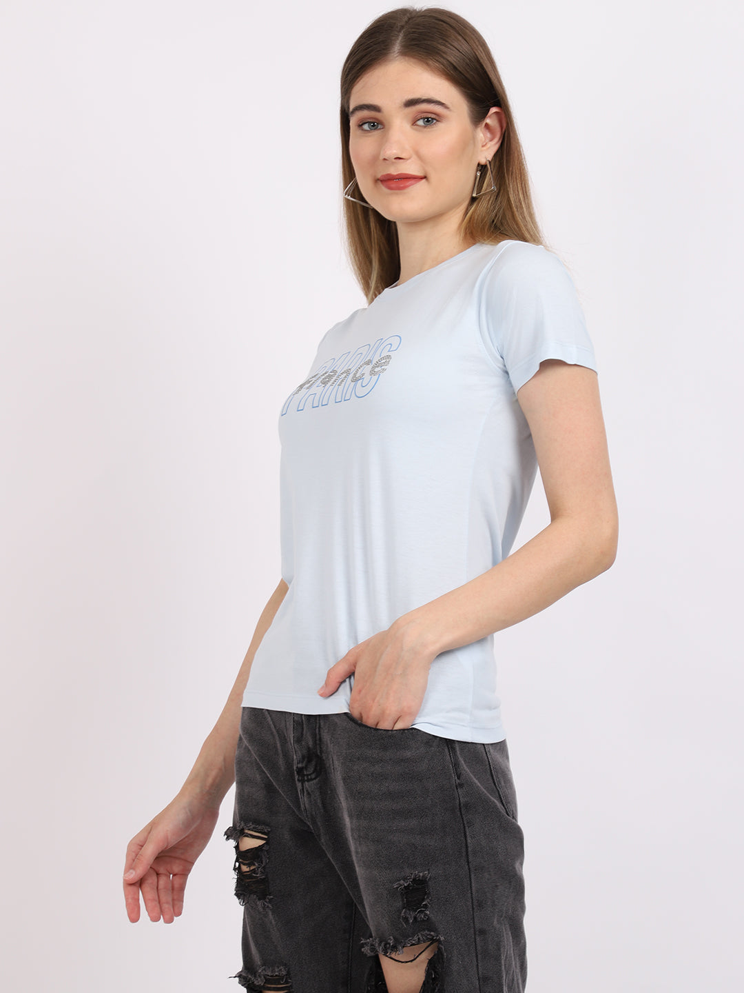 Cantabil Women's Sky Blue T-Shirts (6847135940747)