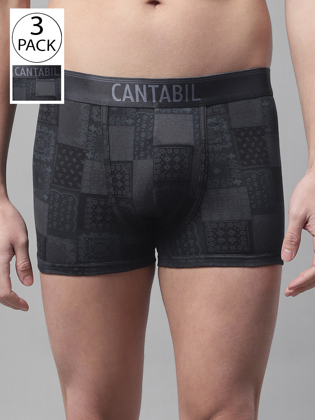 Cantabil Men Pack of 3 Black Brief (7088349479051)