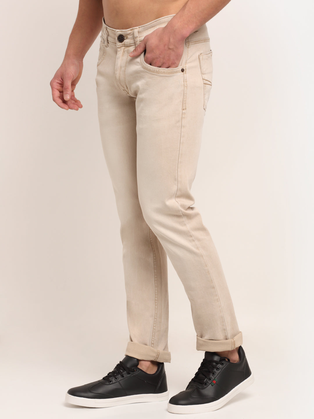 Cantabil Men's Beige Jeans (6710307586187)