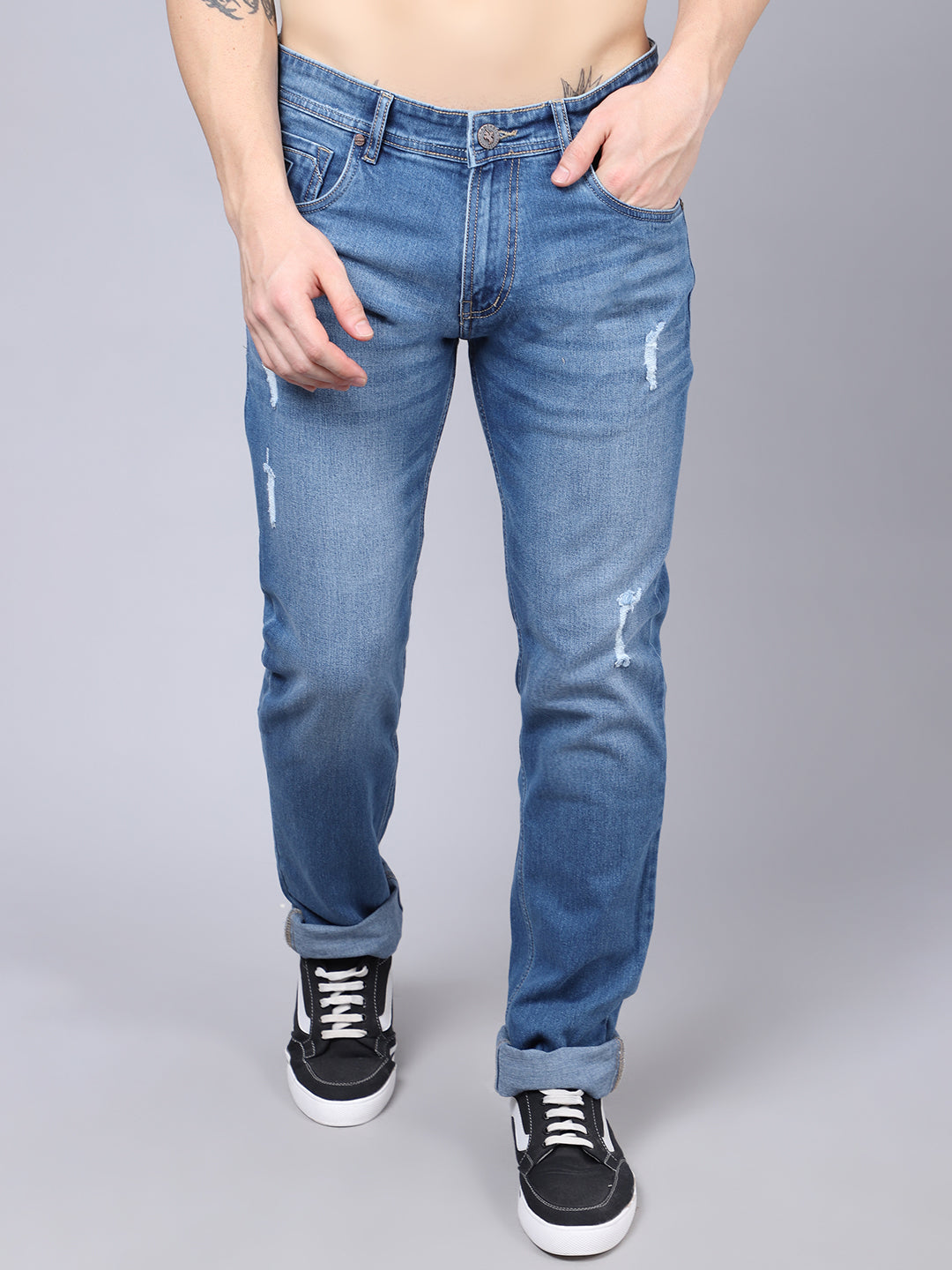 Cantabil Mens Med Carbon Blue Jeans (7032543379595)