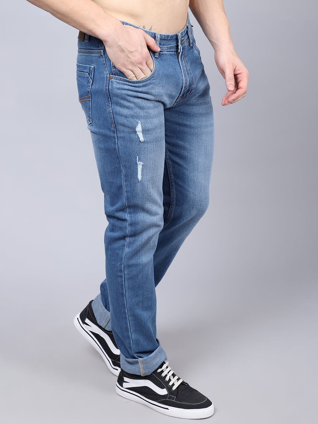 Cantabil Mens Med Carbon Blue Jeans (7032543379595)