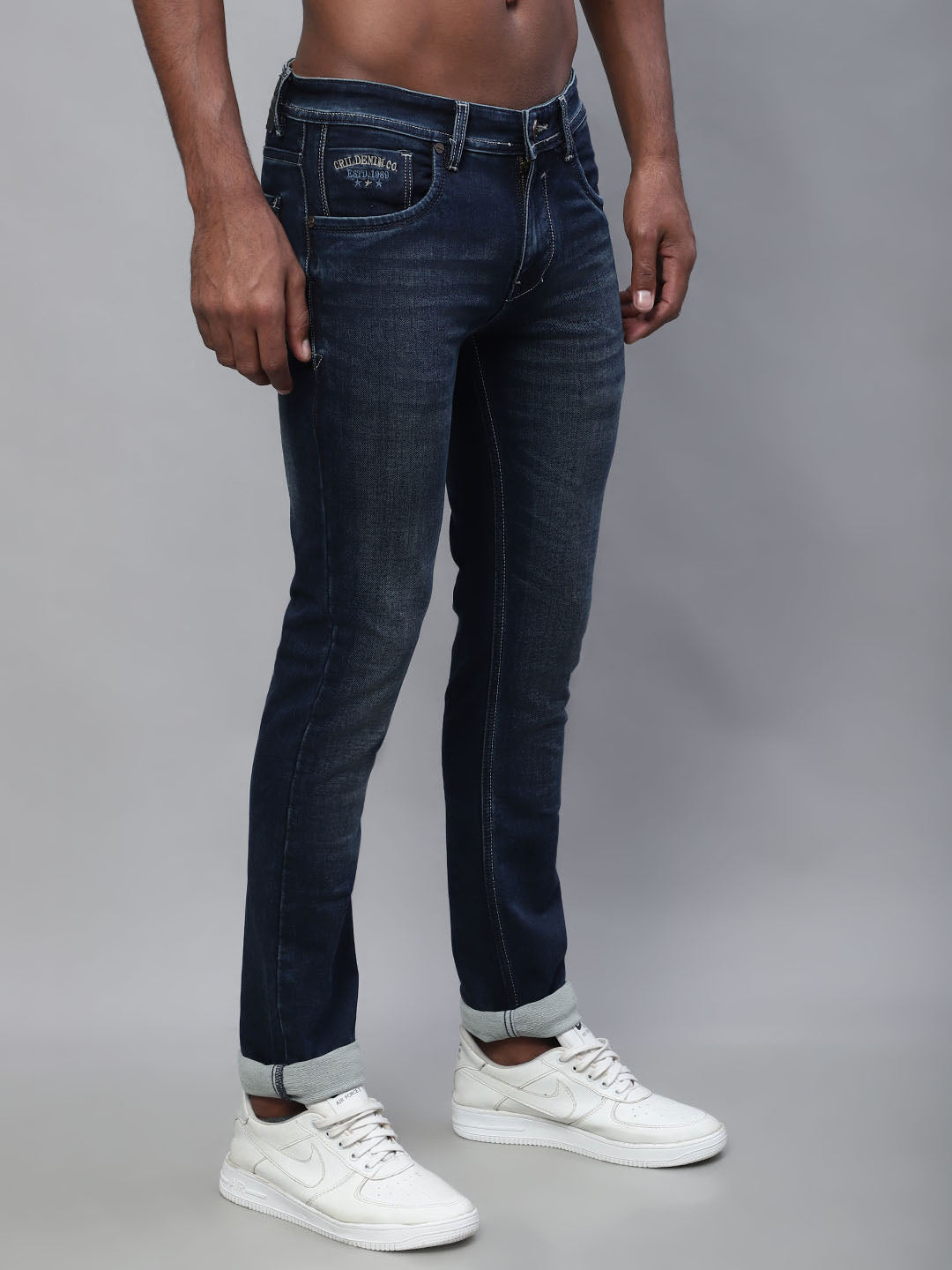 Cantabil Men Dirty Blue Jeans (7114296819851)