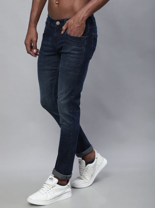 Cantabil Men Dark Carbon Blue Jeans (7114274144395)