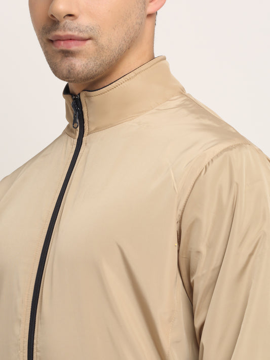 Cantabil Beige & Navy Blue Men's Reversible Jacket (6691248111755)