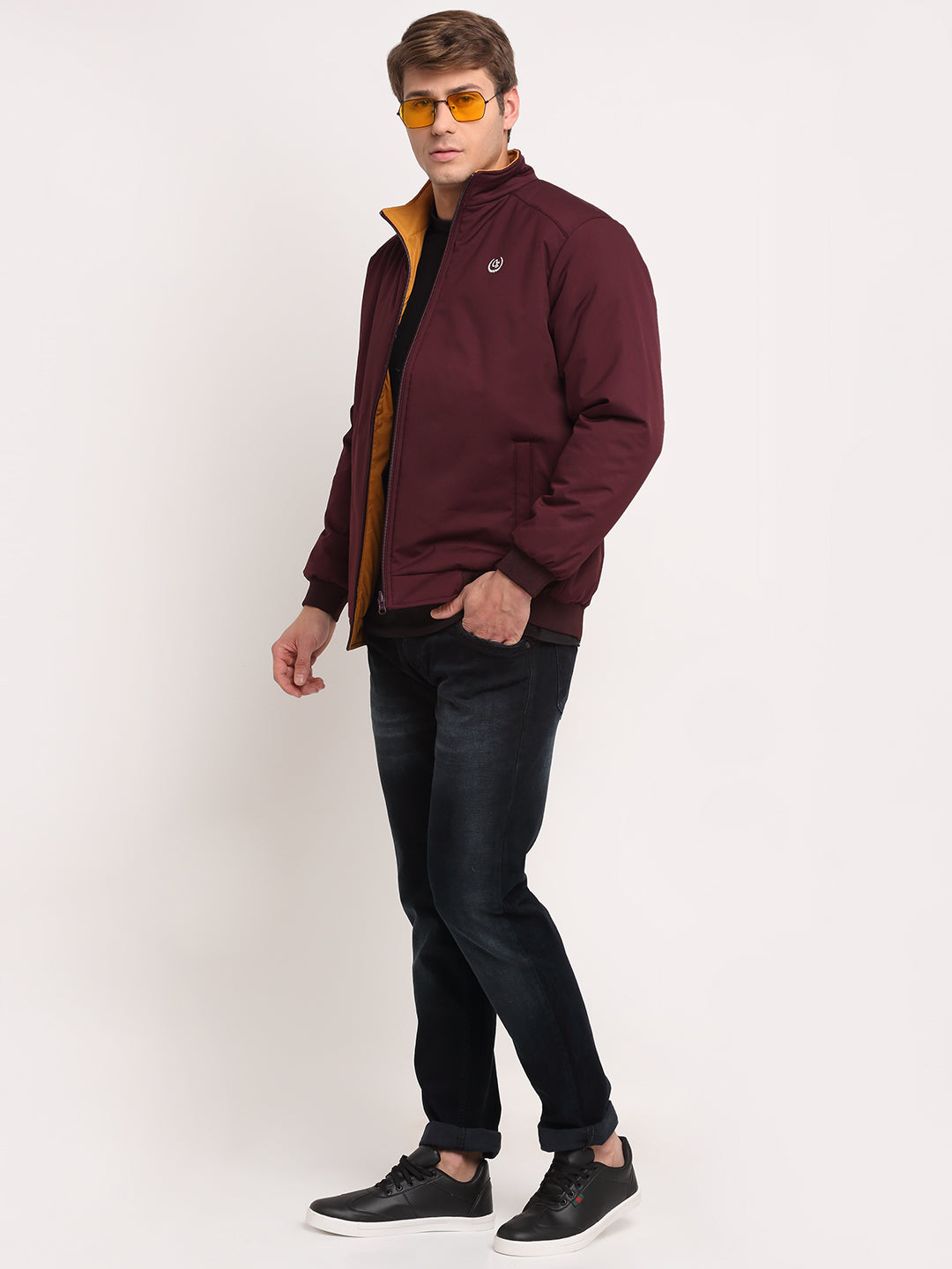 Cantabil Men's Wine & Mustard Reversible Jacket (6710388457611)