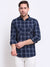Cantabil Men Cotton Checkered Blue Full Sleeve Casual Shirt for Men with Pocket (6700112183435)