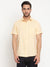 Cantabil Men Cotton Blend Solid Lemon Half Sleeve Casual Shirt for Men with Pocket (6792826355851)