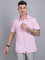 Cantabil Men Cotton Blend Striped Pink Half Sleeve Casual Shirt for Men with Pocket (6853767790731)