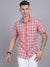 Cantabil Men Cotton Checkered Pink Half Sleeve Casual Shirt for Men with Pocket (6853581996171)