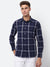 Cantabil Cotton Checkered Navy Blue Full Sleeve Casual Shirt for Men with Pocket (6928232382603)