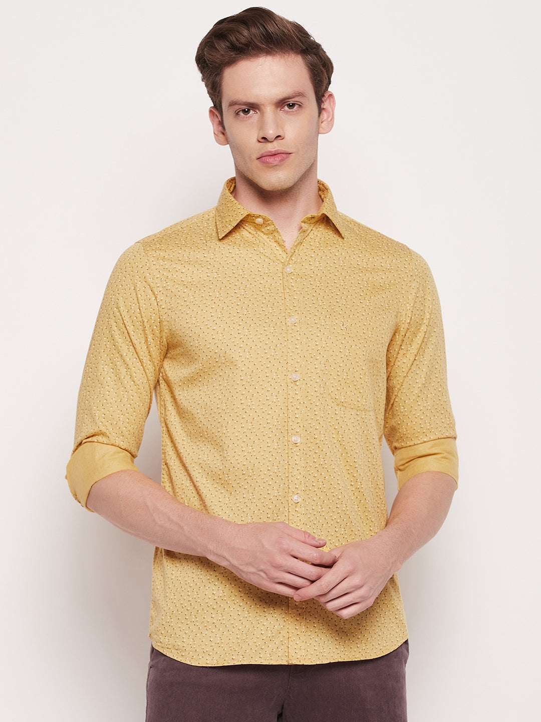 Cantabil Cotton Printed Lemon Full Sleeve Casual Shirt for Men with Pocket (7057387683979)