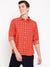 Cantabil Cotton Checkered Red Full Sleeve Casual Shirt for Men with Pocket (7067881603211)