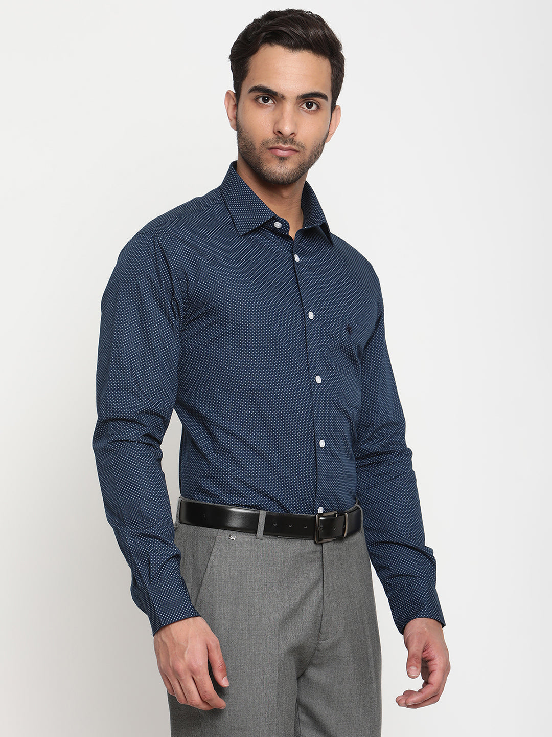 Cantabil Men's Navy Formal Shirt (6795543412875)