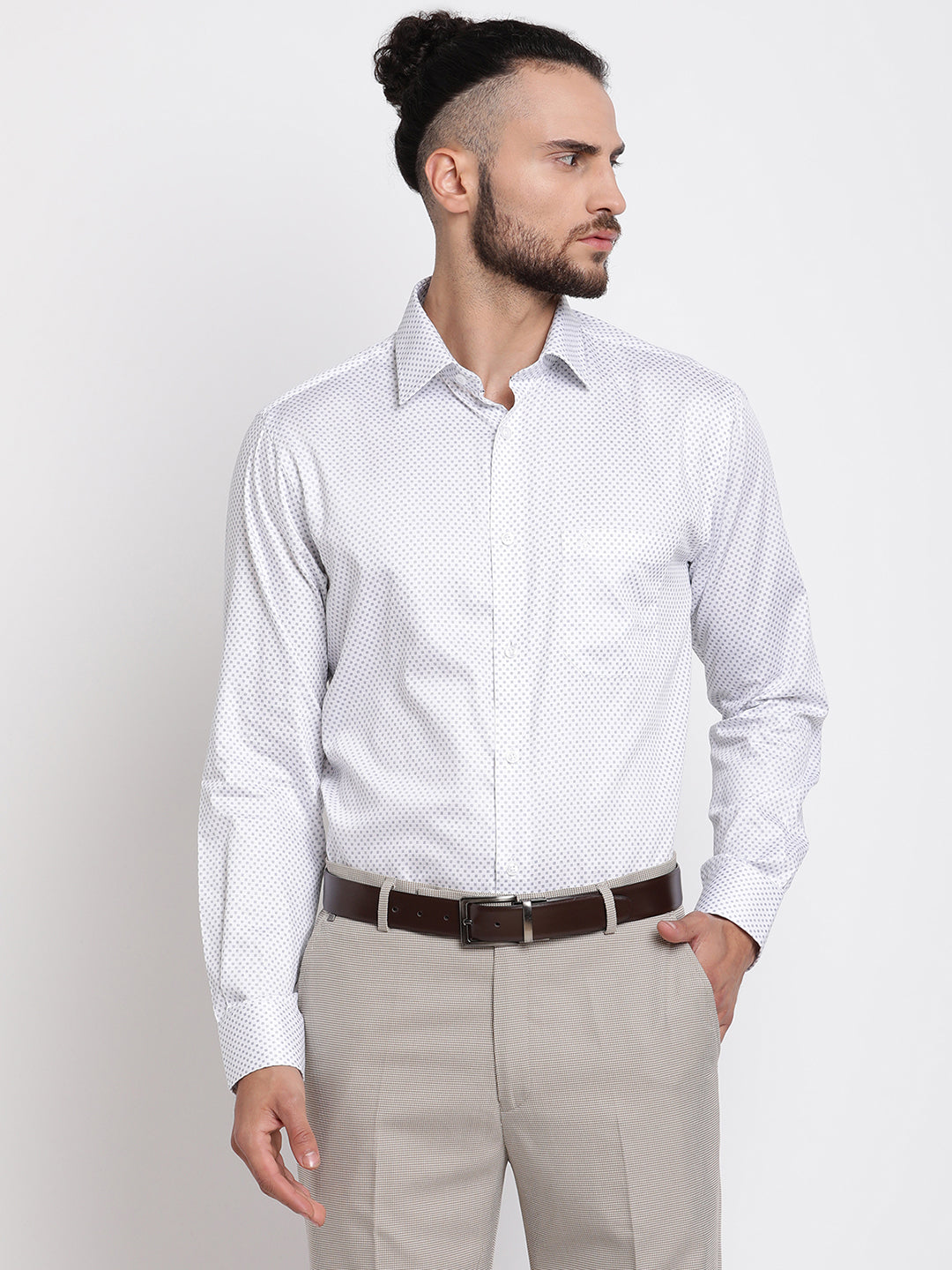 Cantabil Men's White Formal Shirt (6768356262027)