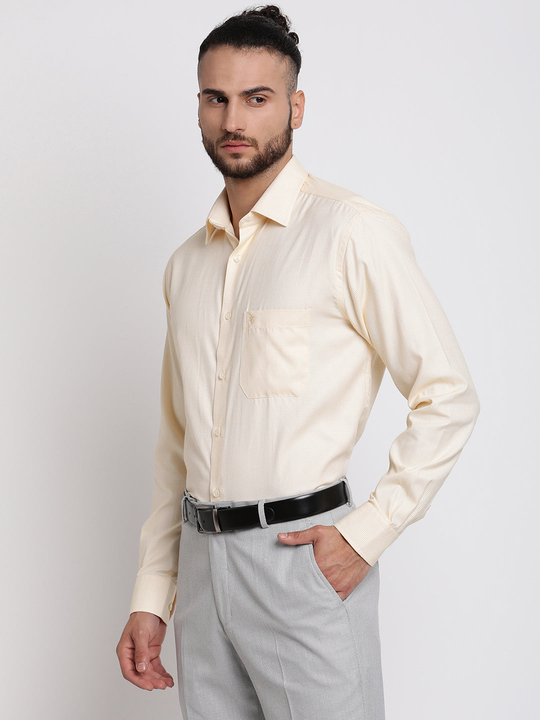 Cantabil Men's Yellow Formal Shirt (6768380805259)