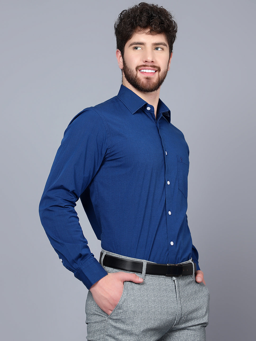 Cantabil Men Royal Blue Shirt (7091428688011)