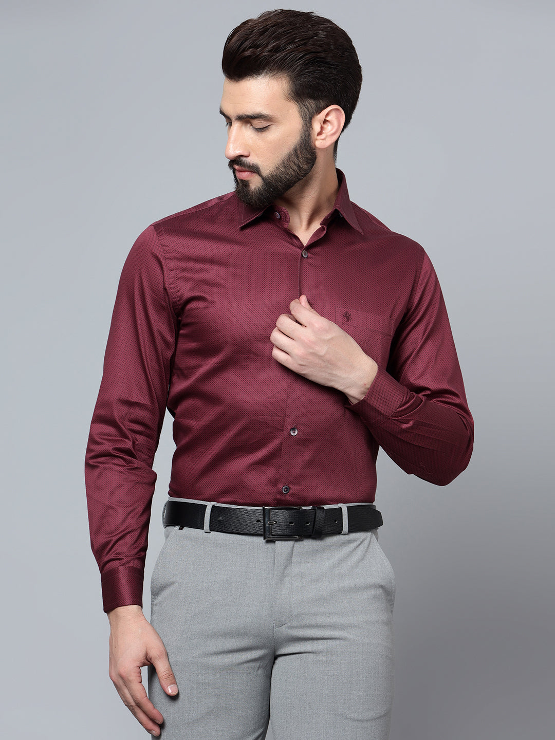 Casual Maroon Striped Shirt - Seri