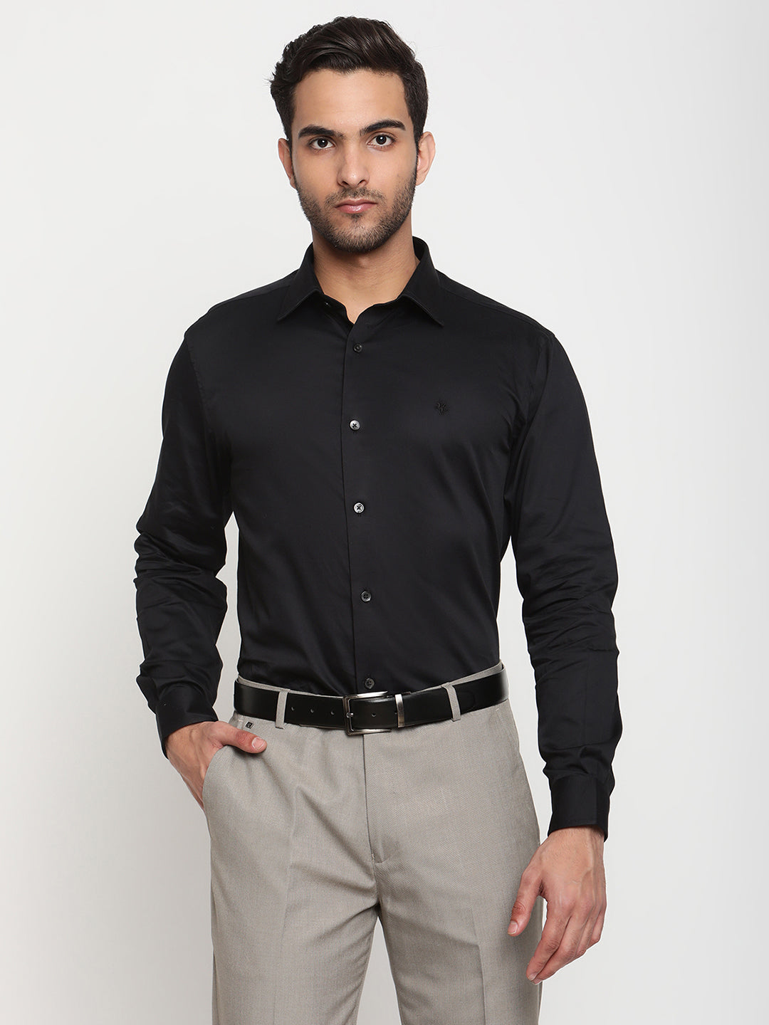 Cantabil Men's Black Party Wear Shirt (6795508842635)